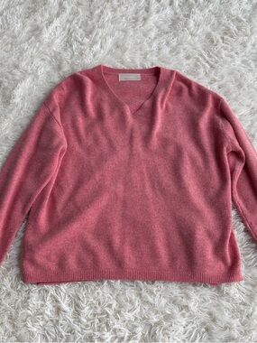Mylanka Heather Pink Wool‑Blend V‑Neck Sweater – Size 38